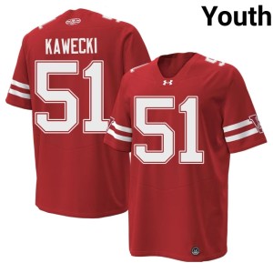 Austin Kawecki Youth Embroidery 1980 Throwback #51 Wisconsin Red Jersey 817205-108