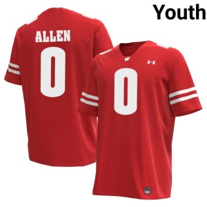 Braelon Allen Red Replica Bucky Badger #0 Youth Jersey 572037-921