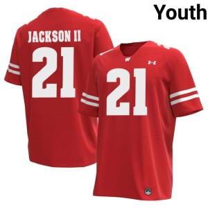 Bryan Jackson II #21 Official Red Youth Wisconsin Badgers Jerseys 714922-283