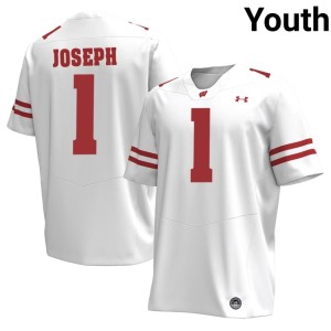 Colton Joseph Youth #1 UW Badgers White University Jersey 111592-865