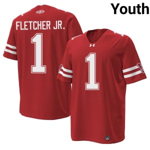 Eric Fletcher Jr. 1980 Throwback Wisconsin Red #1 Limited Youth Jerseys 991232-147