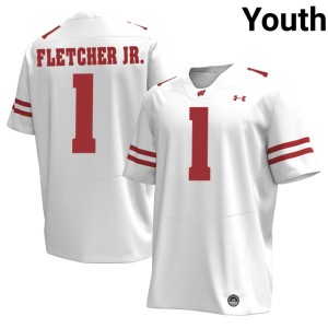 Eric Fletcher Jr. #1 2026-27 Wisconsin Badgers White Youth Jersey 134498-897