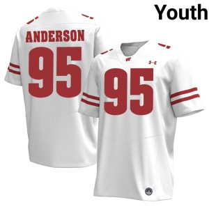 Jacob Anderson #95 NCAA White University of Wisconsin Youth Jersey 271413-469