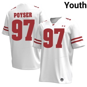 Junior Poyser Youth #97 Embroidery University of Wisconsin White Jerseys 946649-598