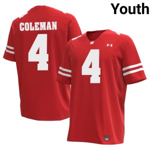Malachi Coleman #4 Replica Red Youth Wisconsin Jerseys 643746-375