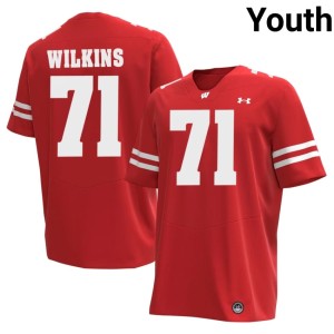 PJ Wilkins Youth Wisconsin #71 Red NCAA Jersey 798530-889
