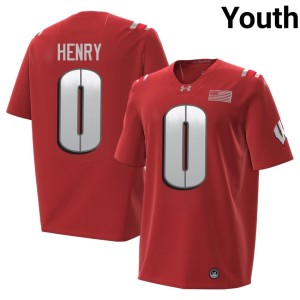Tyrell Henry #0 2026 Red Stitched UW Badgers Youth Jersey 138383-282
